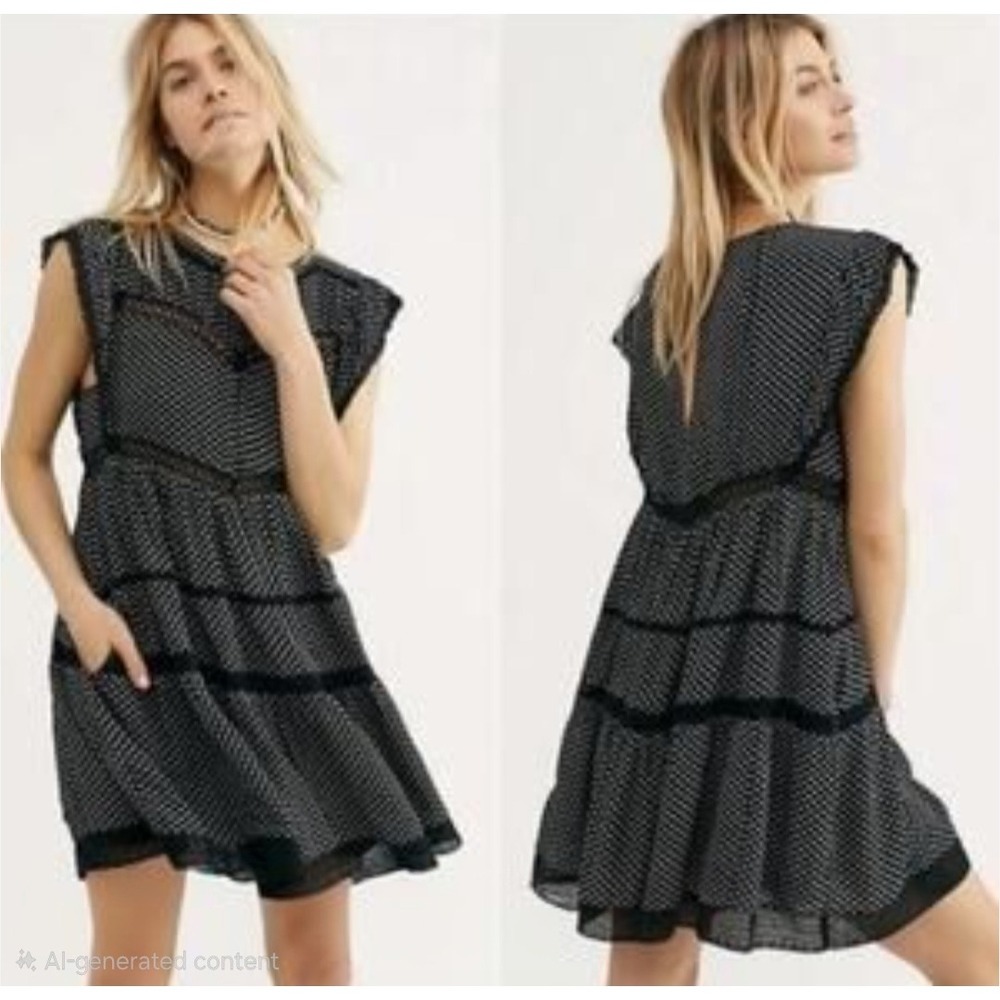 Free People Mini Sundress Boho Festival Whimsical Girly Flowy Trendy XS